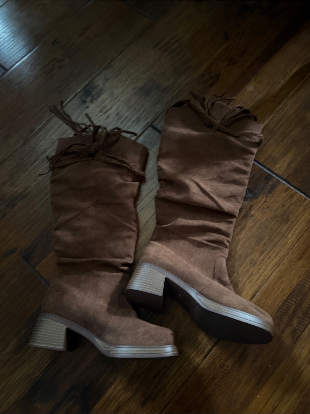 Women's Over-the-Knee Brown Suede Block-Heel Boots